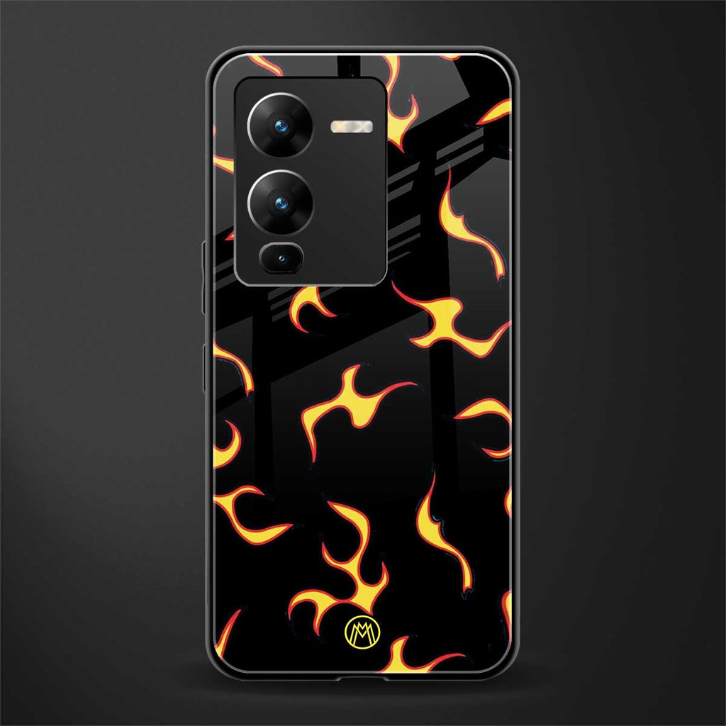 lil flames on black back phone cover | glass case for vivo v25 pro 5g