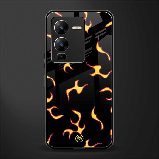 lil flames on black back phone cover | glass case for vivo v25 pro 5g
