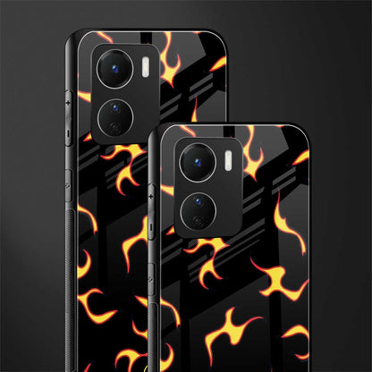 lil flames on black back phone cover | glass case for vivo y16