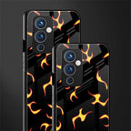 lil flames on black back phone cover | glass case for oneplus 9