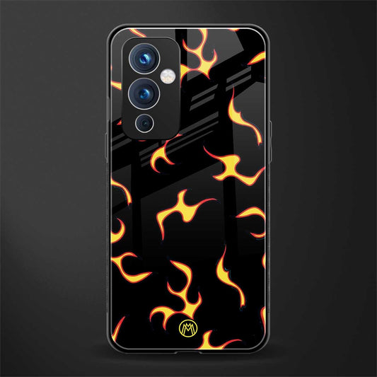 lil flames on black back phone cover | glass case for oneplus 9