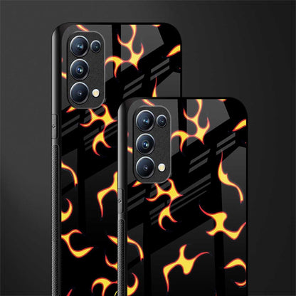 lil flames on black back phone cover | glass case for oppo reno 5