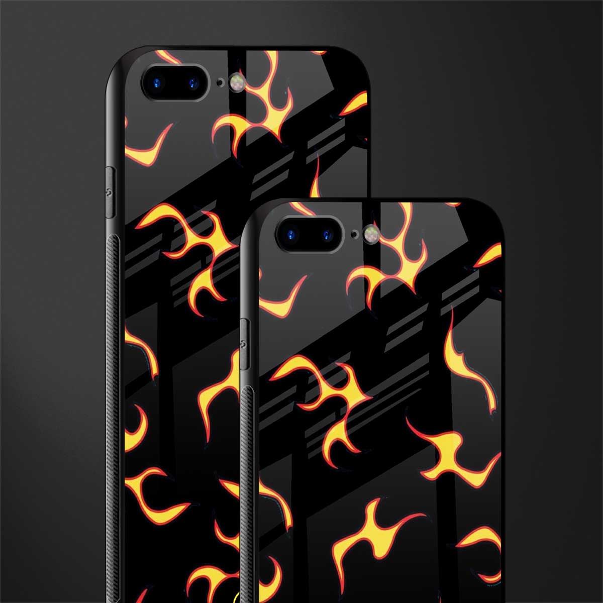 lil flames on black glass case for iphone 8 plus image-2