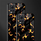 lil flames on black back phone cover | glass case for vivo v21e 4g