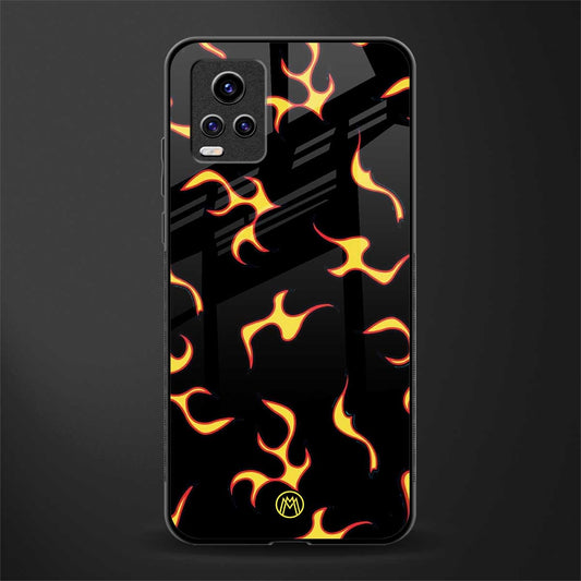 lil flames on black back phone cover | glass case for vivo v21e 4g