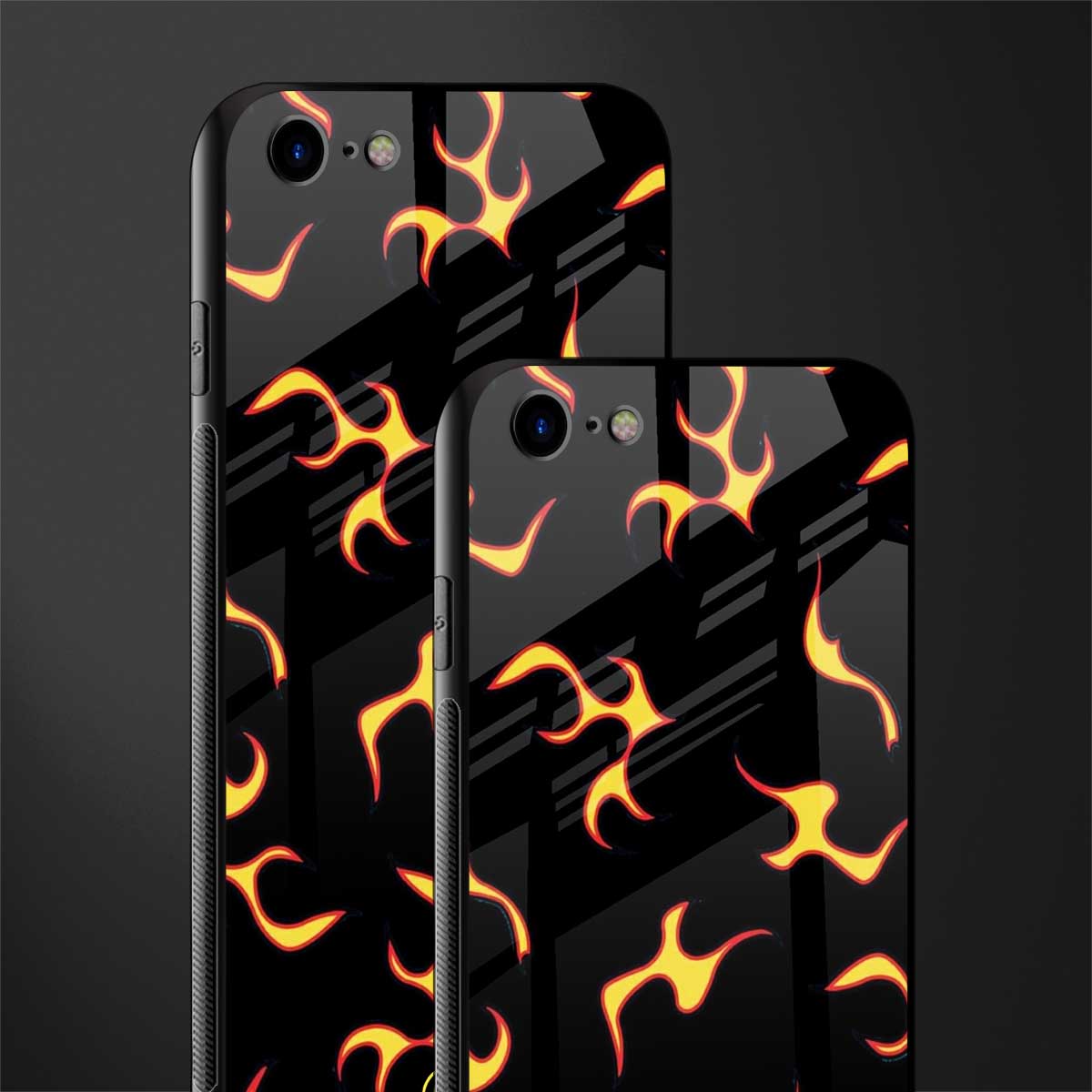 lil flames on black glass case for iphone 7 image-2