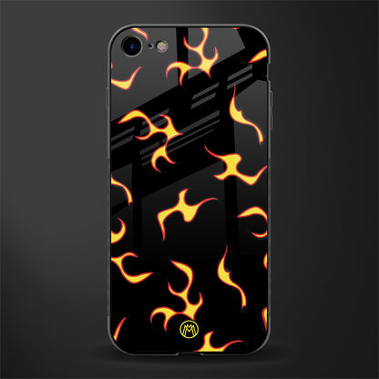 lil flames on black glass case for iphone 7 image