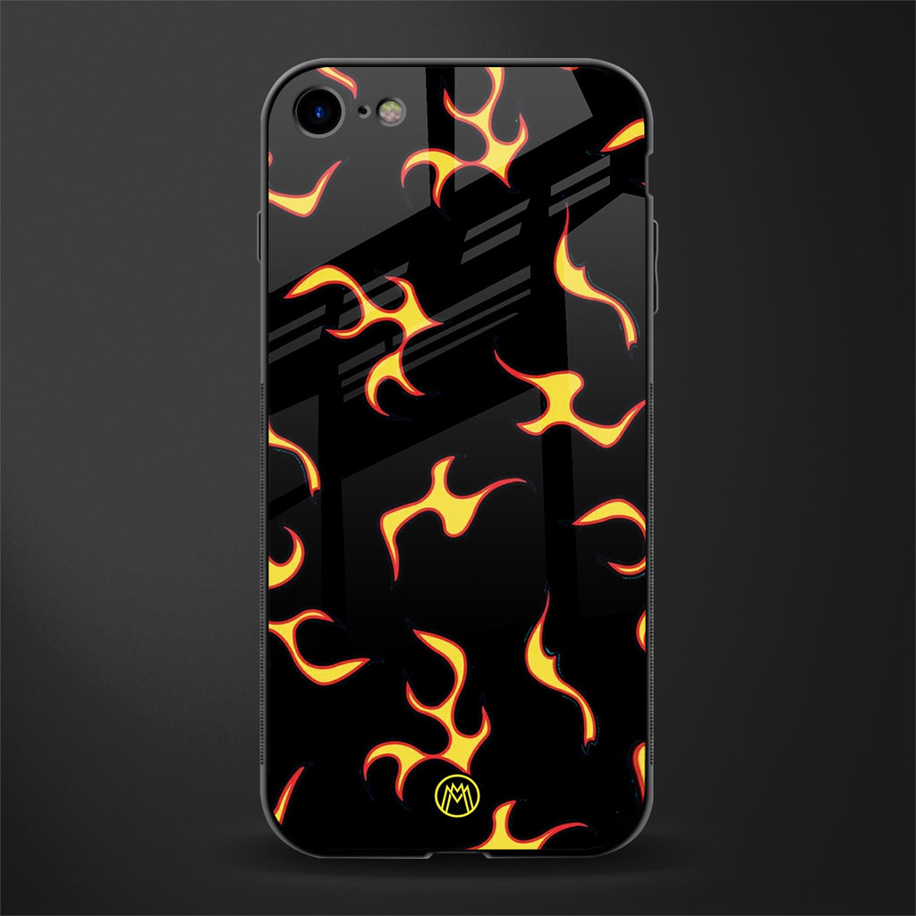 lil flames on black glass case for iphone se 2020 image