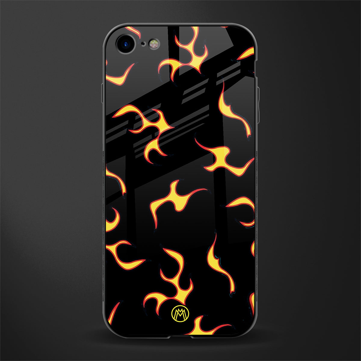lil flames on black glass case for iphone se 2020 image