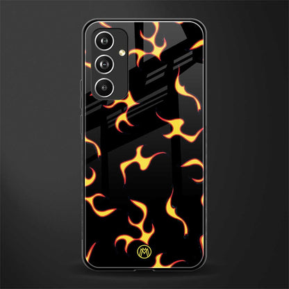 lil flames on black back phone cover | glass case for samsung galaxy a54 5g
