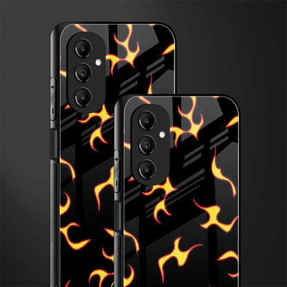 lil flames on black back phone cover | glass case for samsung galaxy a14 5g