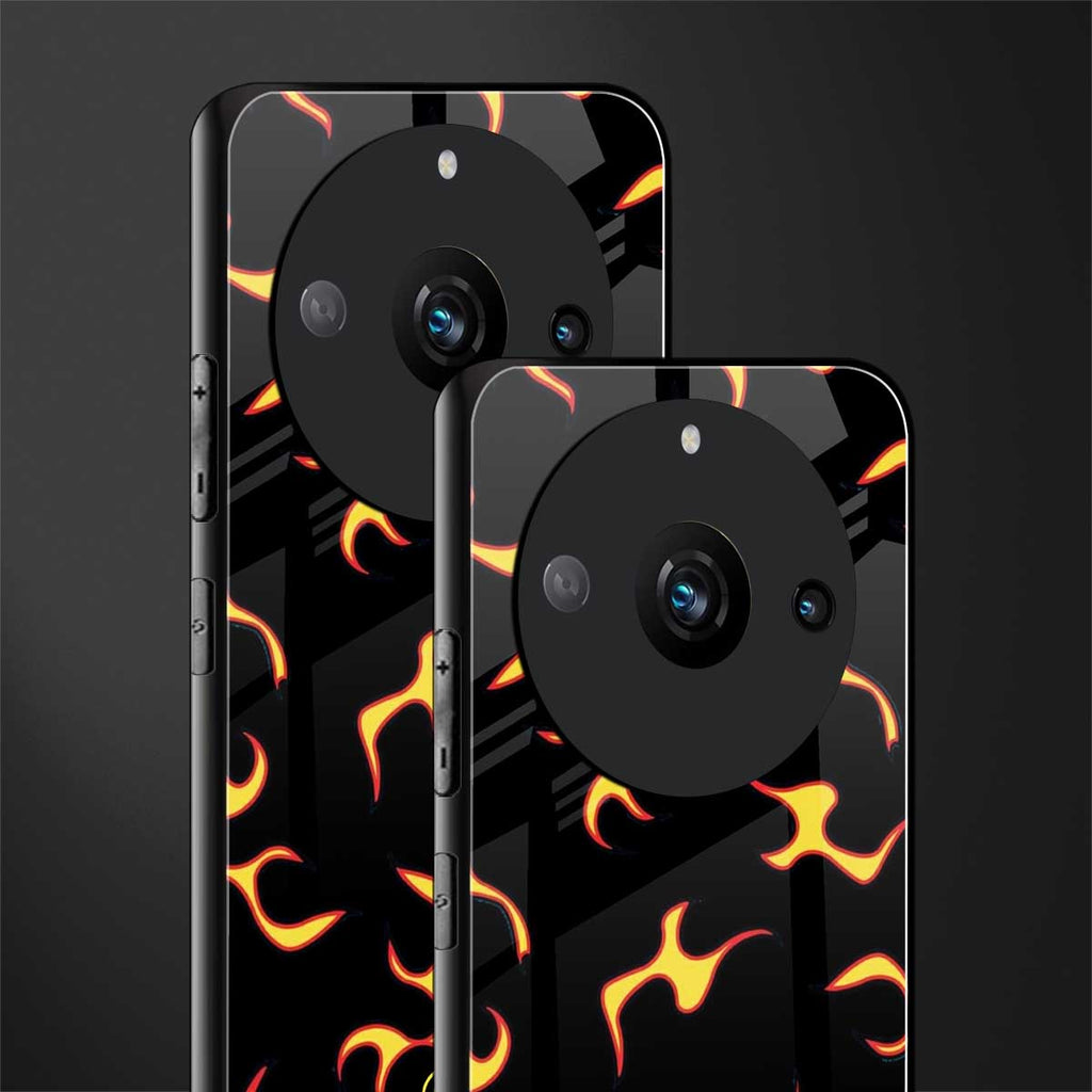 lil flames on black back phone cover | glass case for realme 11 pro 5g