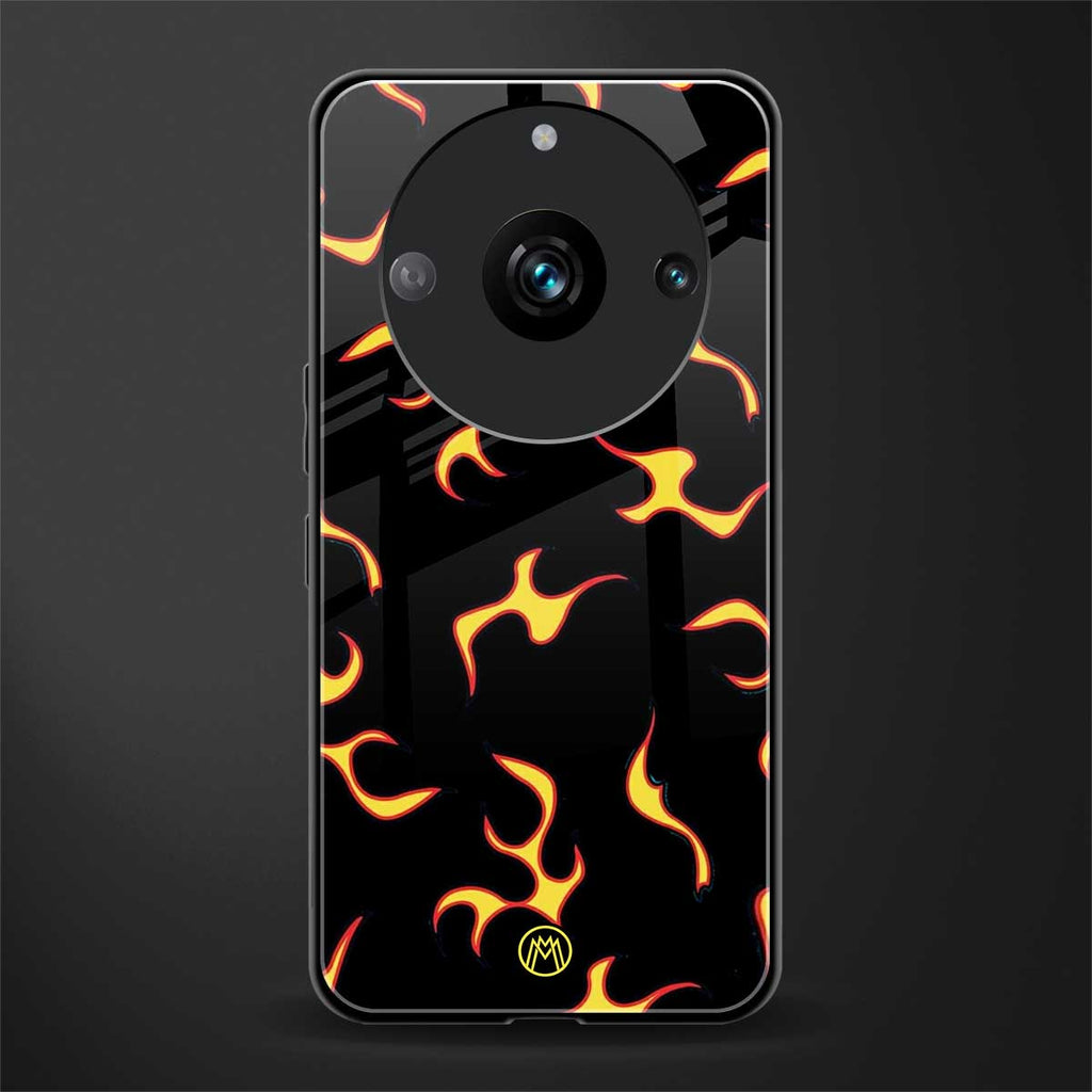lil flames on black back phone cover | glass case for realme 11 pro 5g