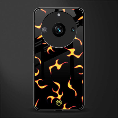 lil flames on black back phone cover | glass case for realme 11 pro 5g