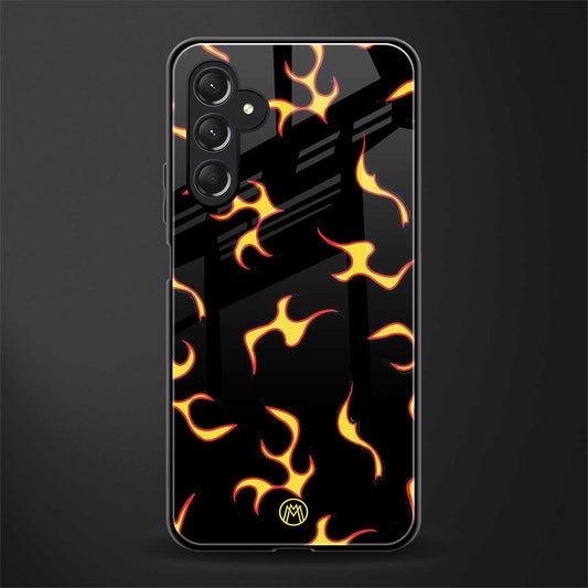 lil flames on black back phone cover | glass case for samsun galaxy a24 4g