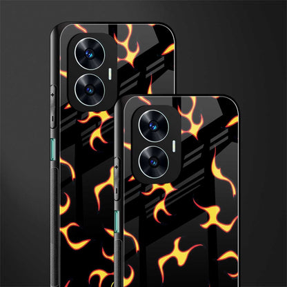 lil flames on black back phone cover | glass case for realme c55