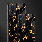 lil flames on black back phone cover | glass case for oppo a74 4g