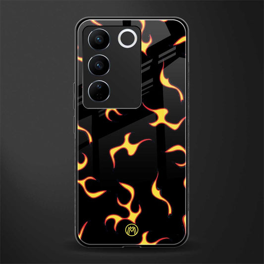 lil flames on black back phone cover | glass case for vivo v27 pro 5g