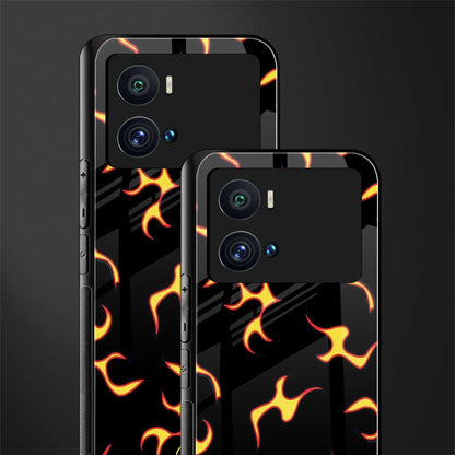 lil flames on black back phone cover | glass case for iQOO 9 Pro