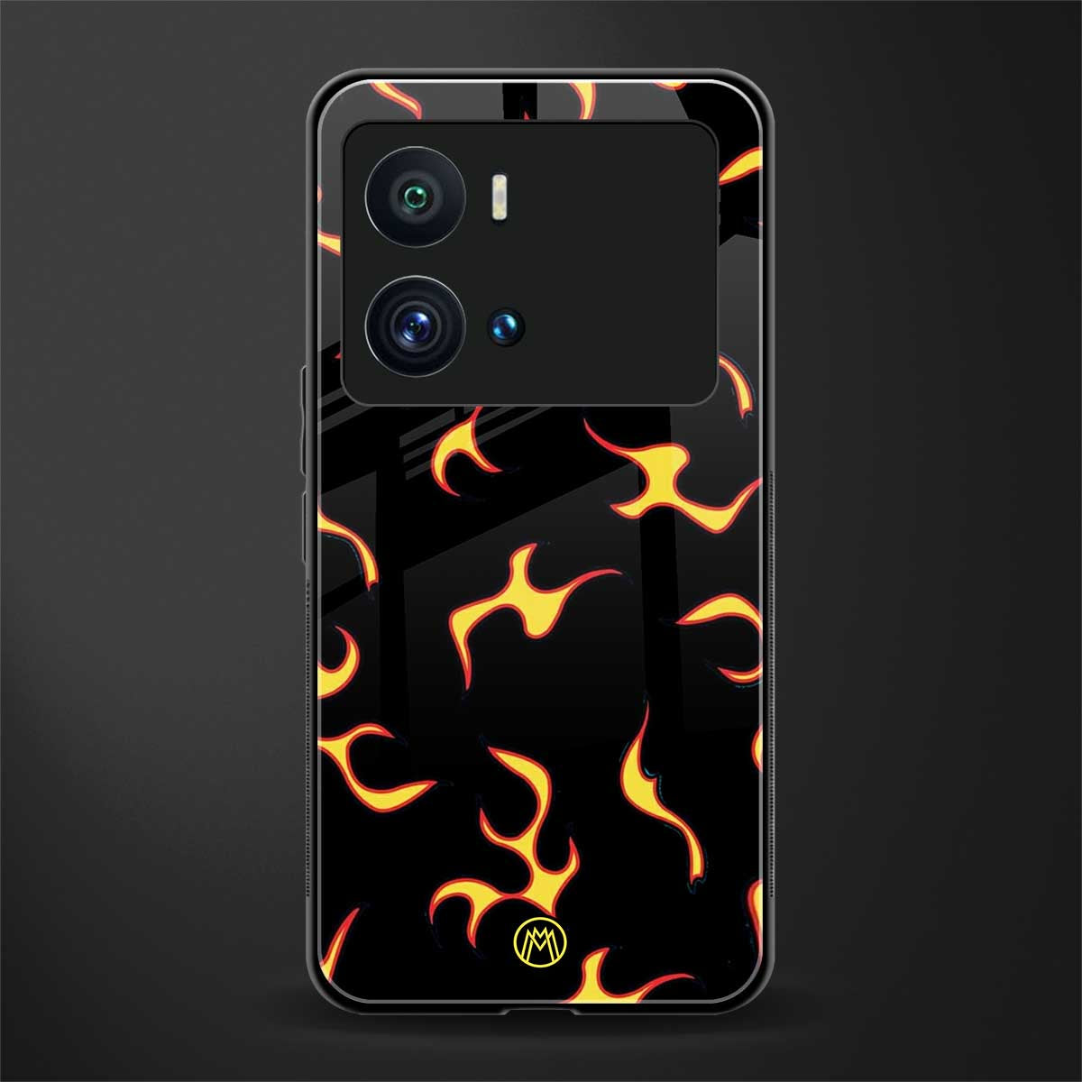 lil flames on black back phone cover | glass case for iQOO 9 Pro