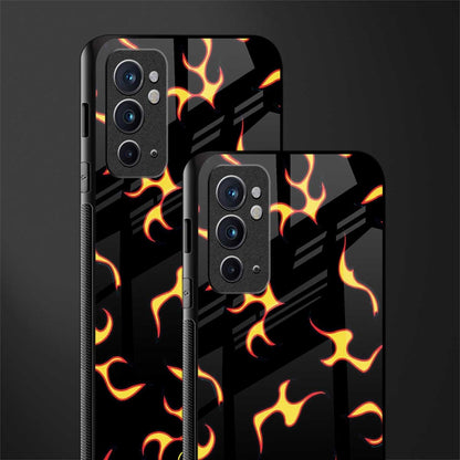 lil flames on black glass case for oneplus 9rt image-2