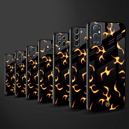 lil flames on black back phone cover | glass case for oppo reno 5