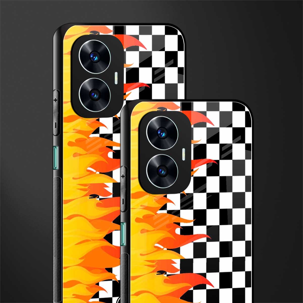 lil flames wild mode back phone cover | glass case for realme c55
