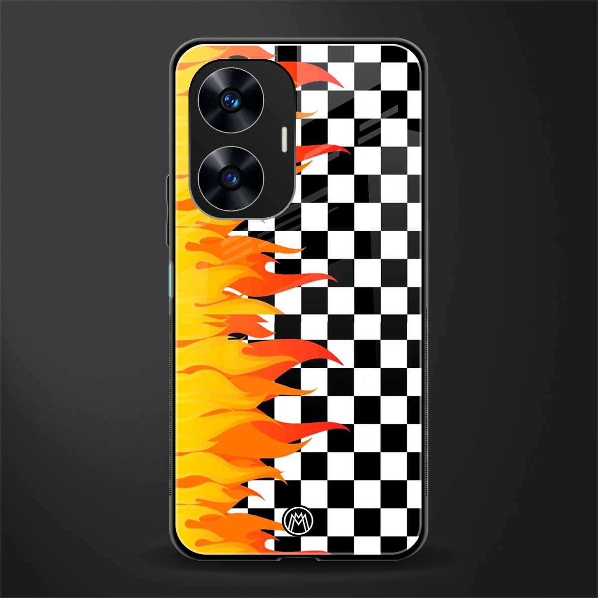lil flames wild mode back phone cover | glass case for realme c55