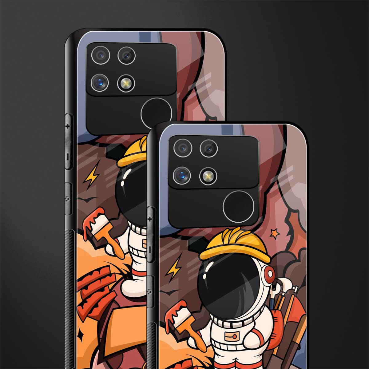 lil spaceman back phone cover | glass case for realme narzo 50a