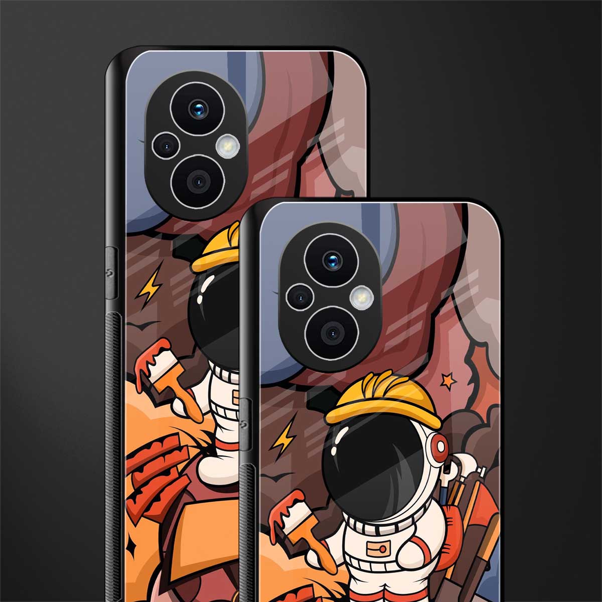 lil spaceman back phone cover | glass case for oppo f21 pro 5g