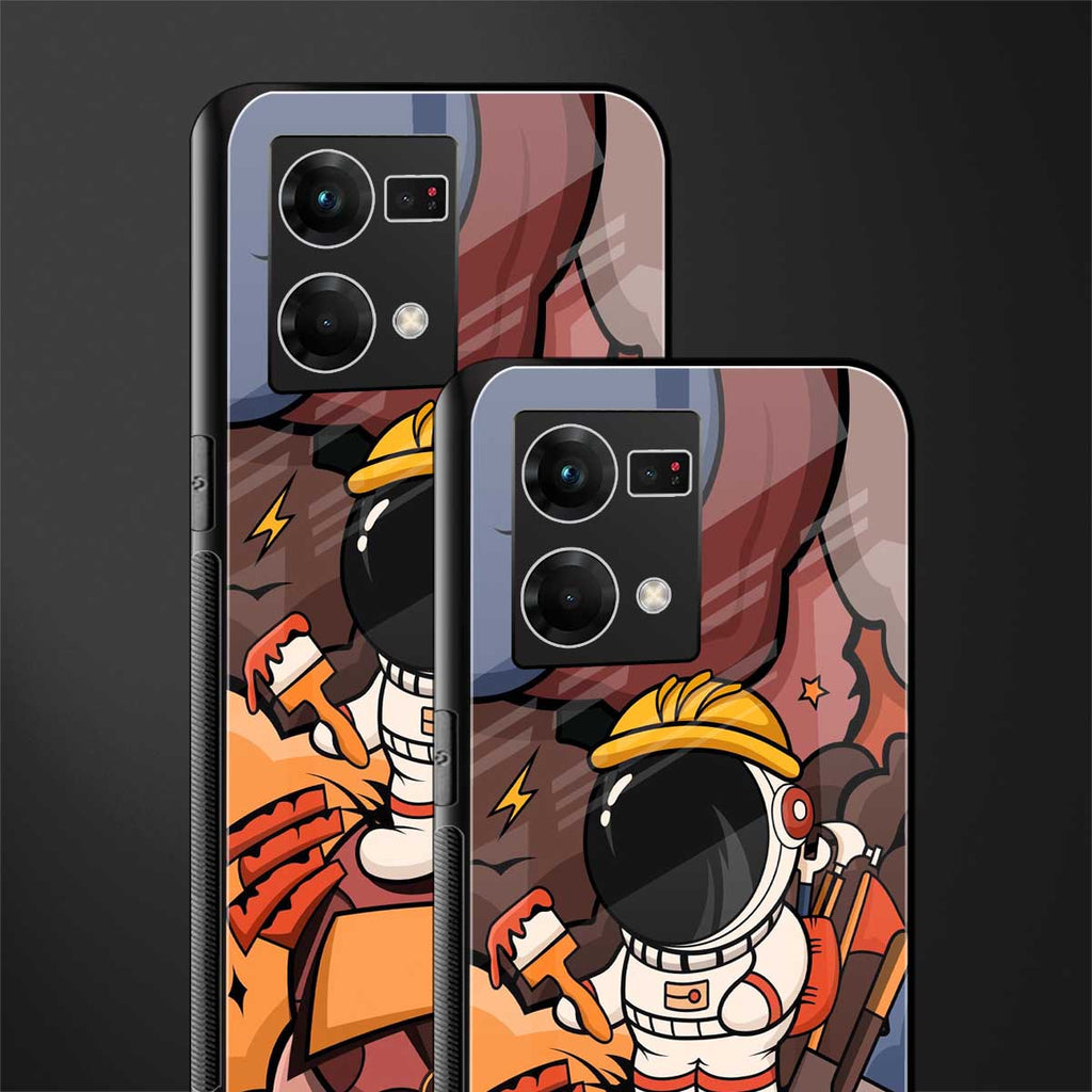 lil spaceman back phone cover | glass case for oppo f21 pro 4g