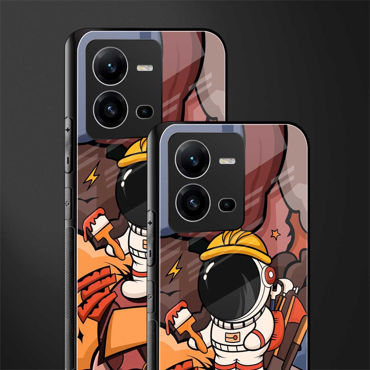 lil spaceman back phone cover | glass case for vivo v25-5g