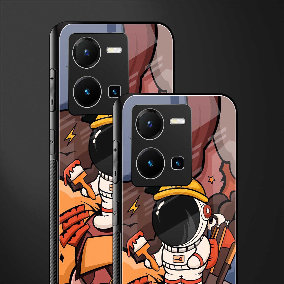 lil spaceman back phone cover | glass case for vivo y35 4g