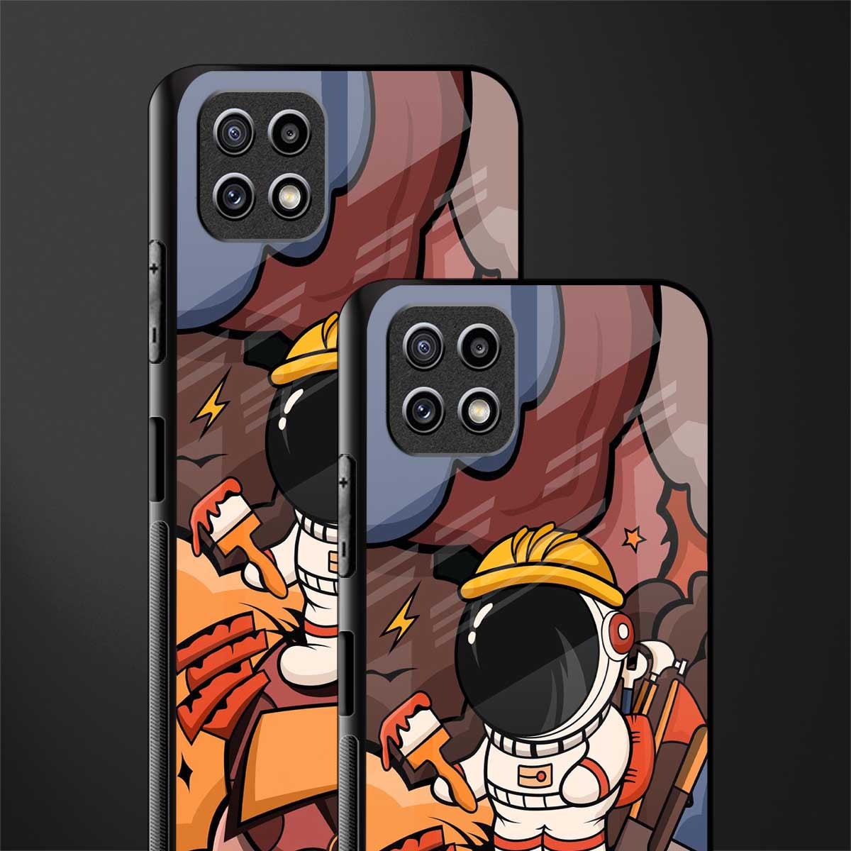 lil spaceman back phone cover | glass case for samsung galaxy f42