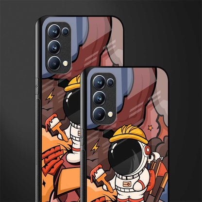 lil spaceman back phone cover | glass case for oppo reno 5