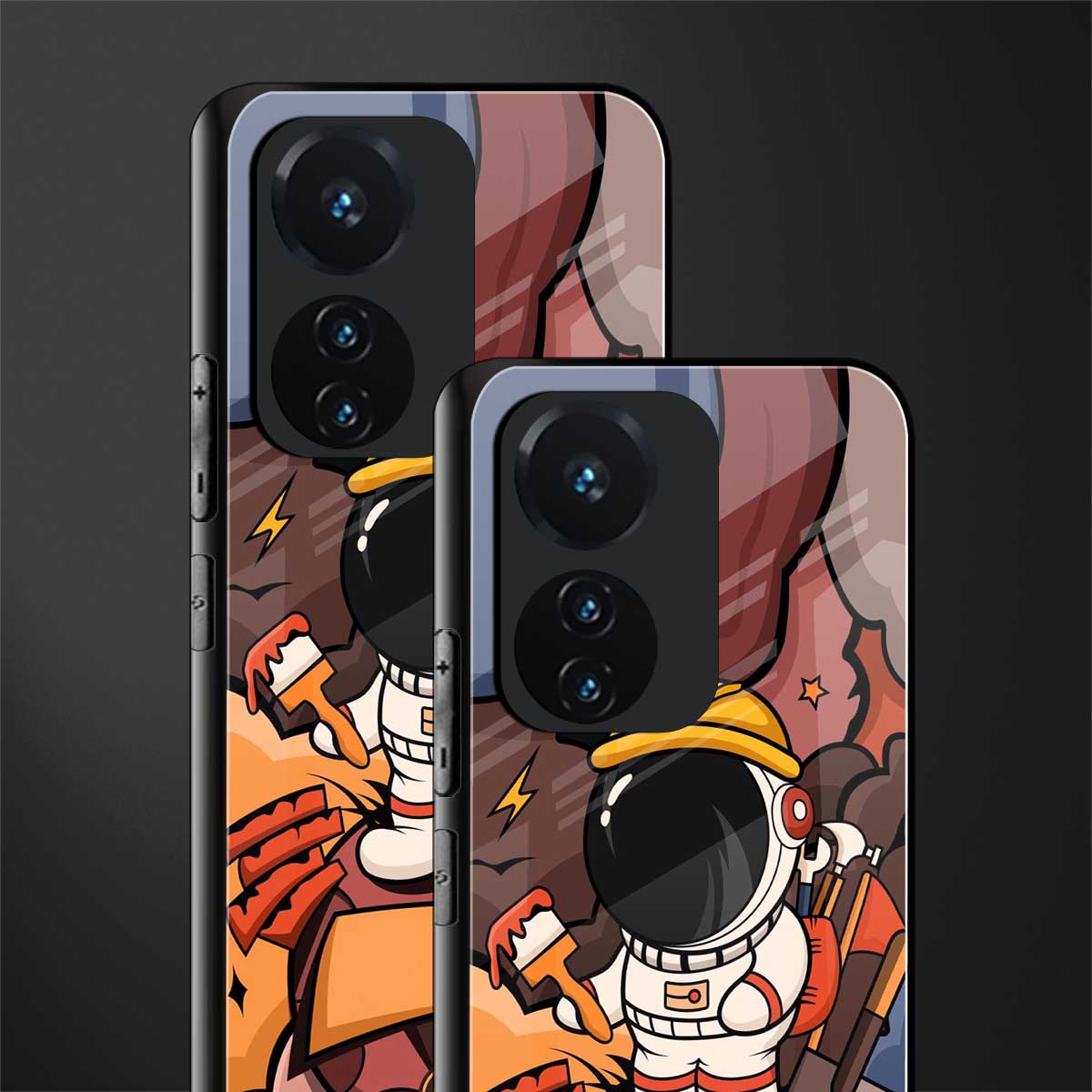 lil spaceman back phone cover | glass case for vivo t1 44w 4g