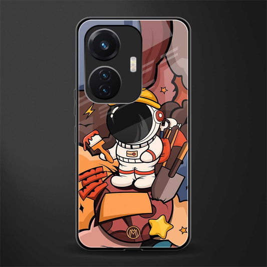 lil spaceman back phone cover | glass case for vivo t1 44w 4g