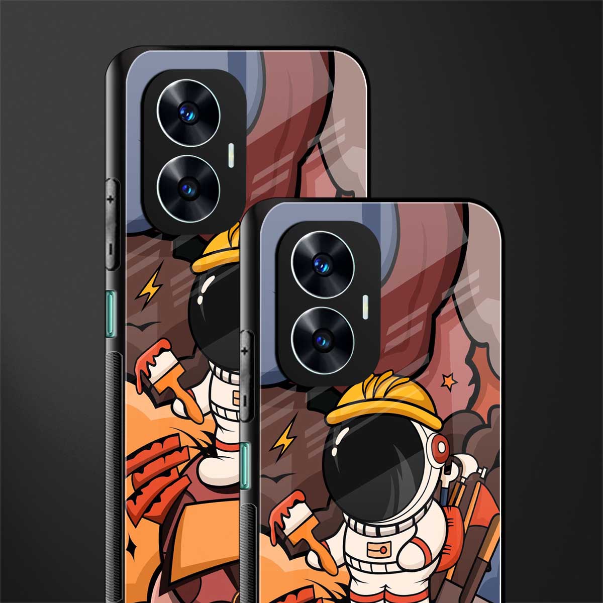 lil spaceman back phone cover | glass case for realme c55