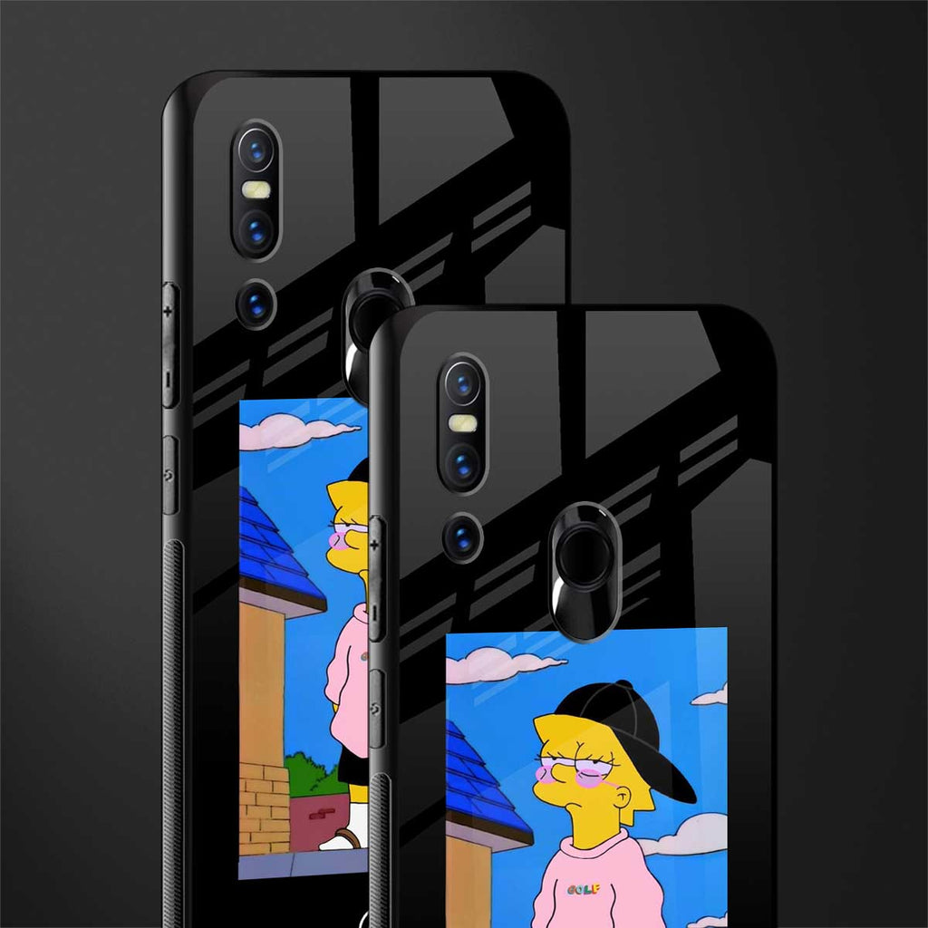 lisa simpson glass case for vivo v15 image-2