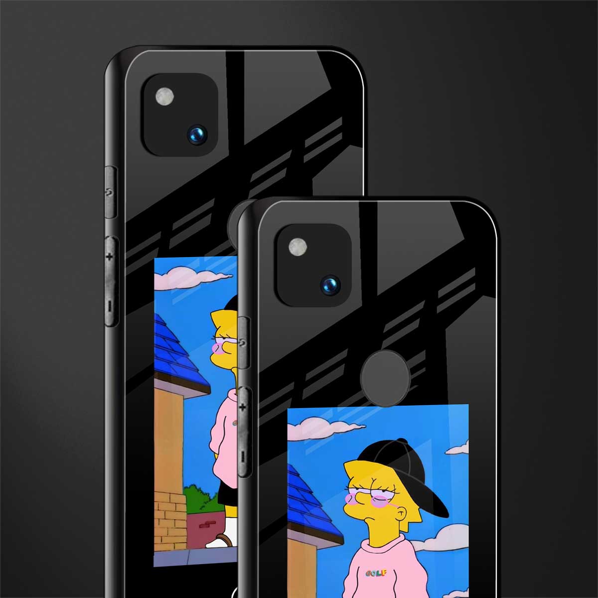 lisa simpson back phone cover | glass case for google pixel 4a 4g