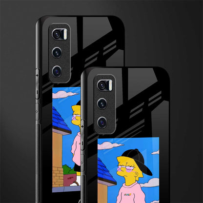 lisa simpson glass case for vivo v20 se image-2