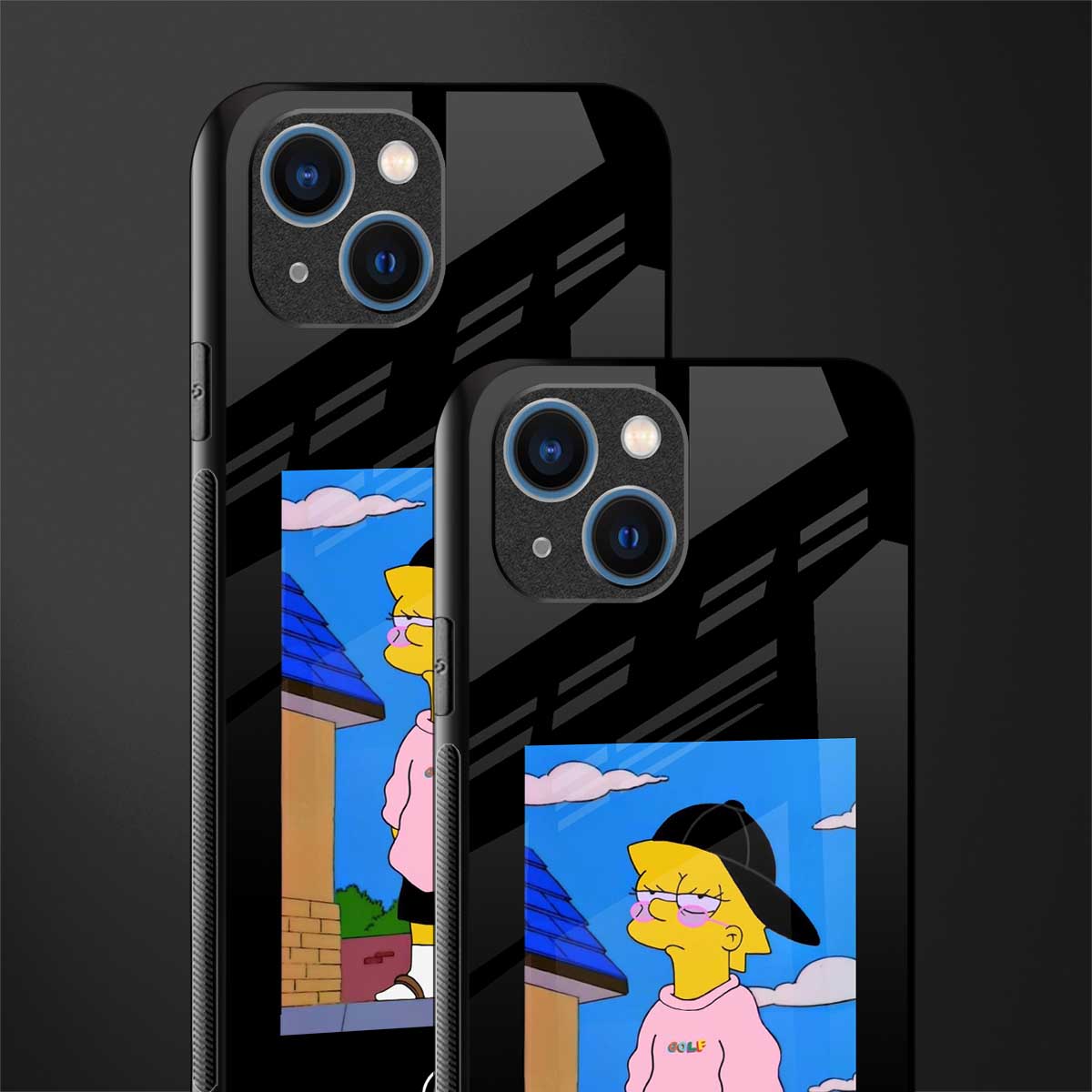 lisa simpson glass case for iphone 14 plus image-2
