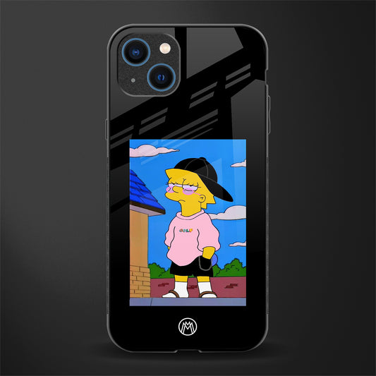 lisa simpson glass case for iphone 13 image