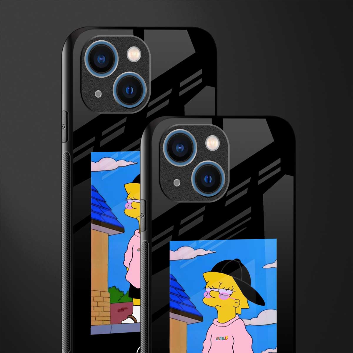 lisa simpson glass case for iphone 13 mini image-2