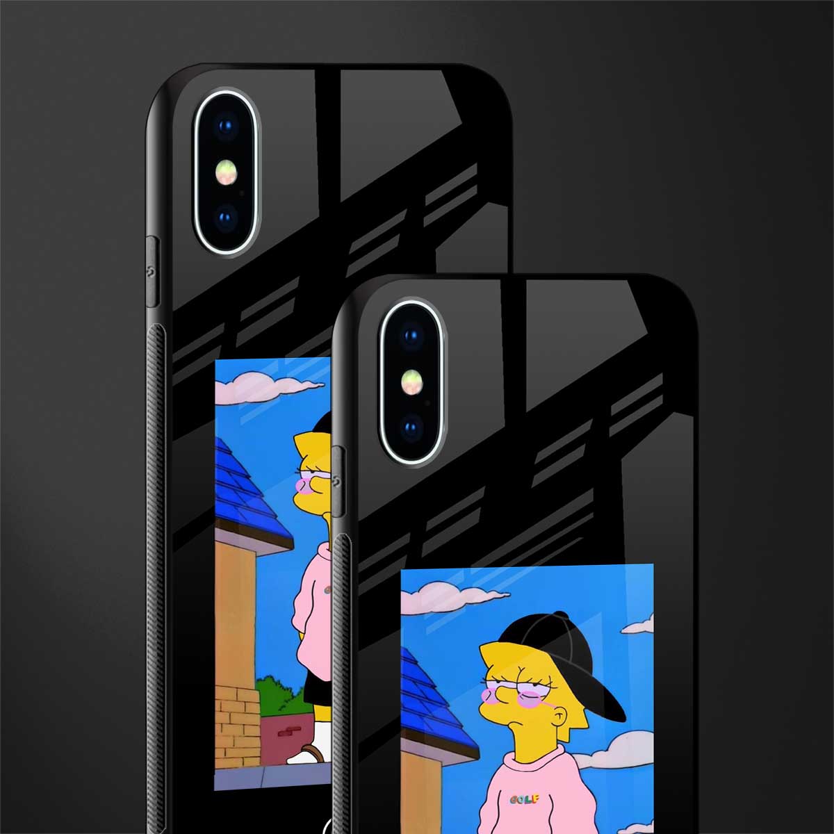 lisa simpson glass case for iphone xs image-2