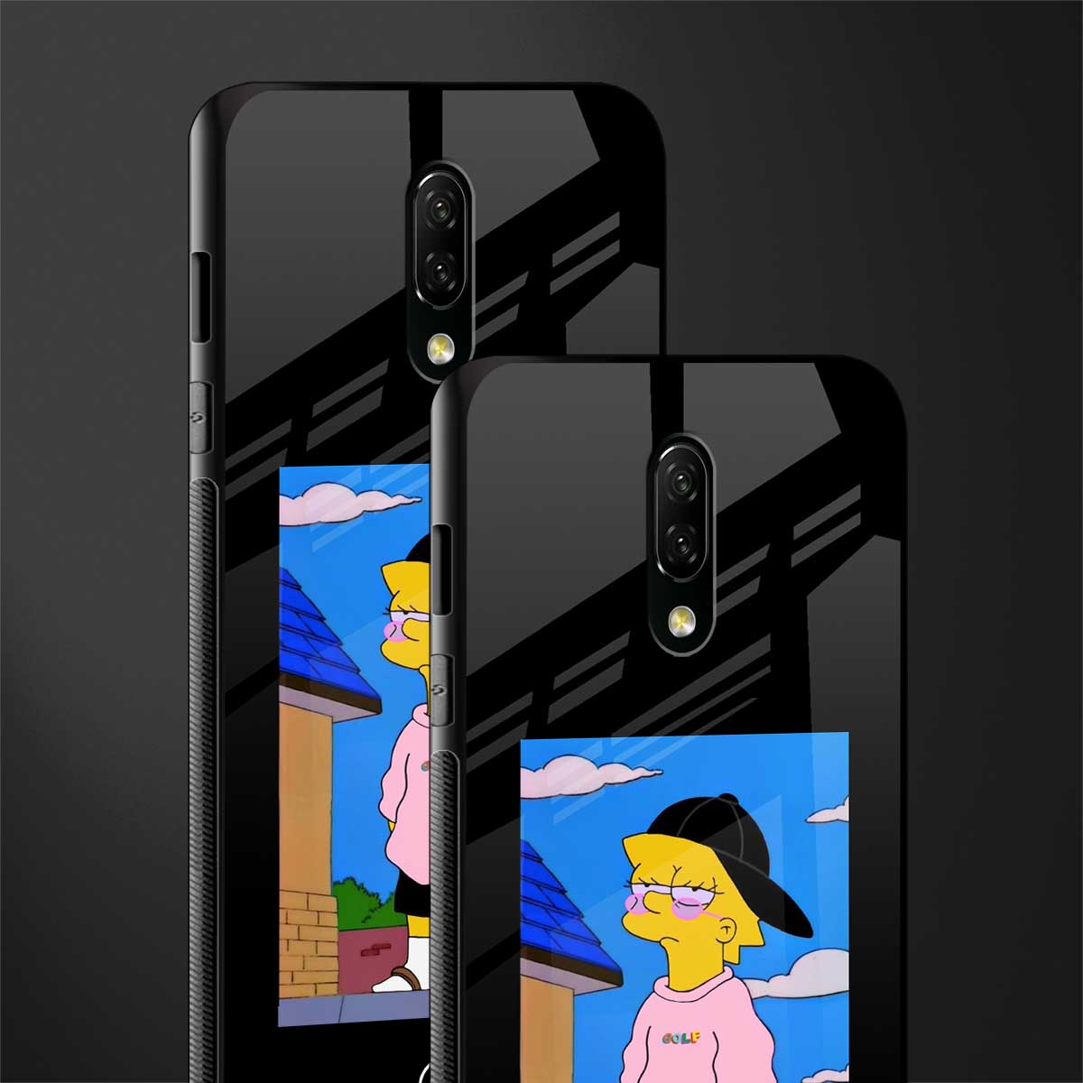 lisa simpson glass case for oneplus 7 image-2