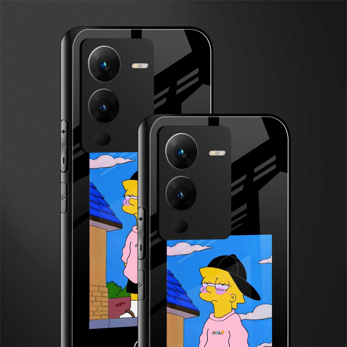 lisa simpson back phone cover | glass case for vivo v25 pro 5g