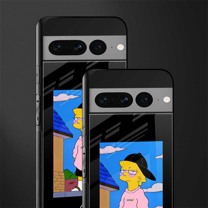 lisa simpson back phone cover | glass case for google pixel 7 pro