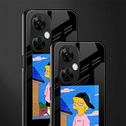 lisa simpson back phone cover | glass case for oneplus nord ce 3 lite