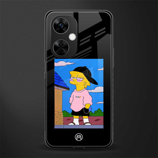 lisa simpson back phone cover | glass case for oneplus nord ce 3 lite